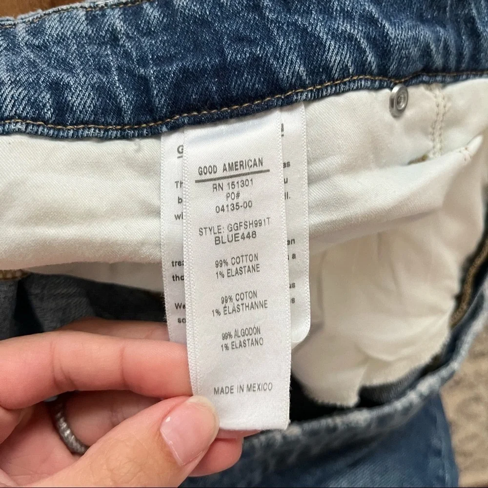 Good American Distressed Good Girlfriend Jeans Side Step Straight Leg Plus Size - Picture 10 of 14